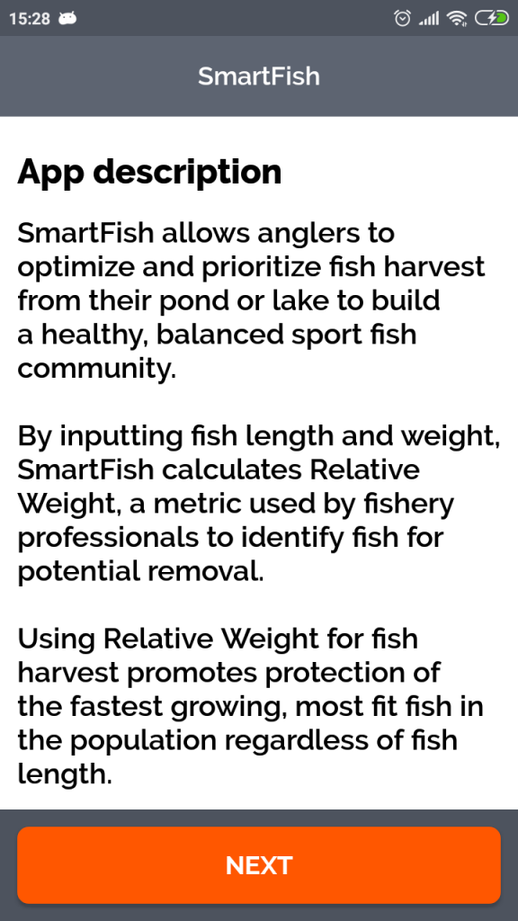 Intro - App Description Screen