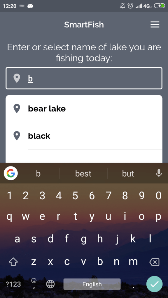 Lake Selection Screen