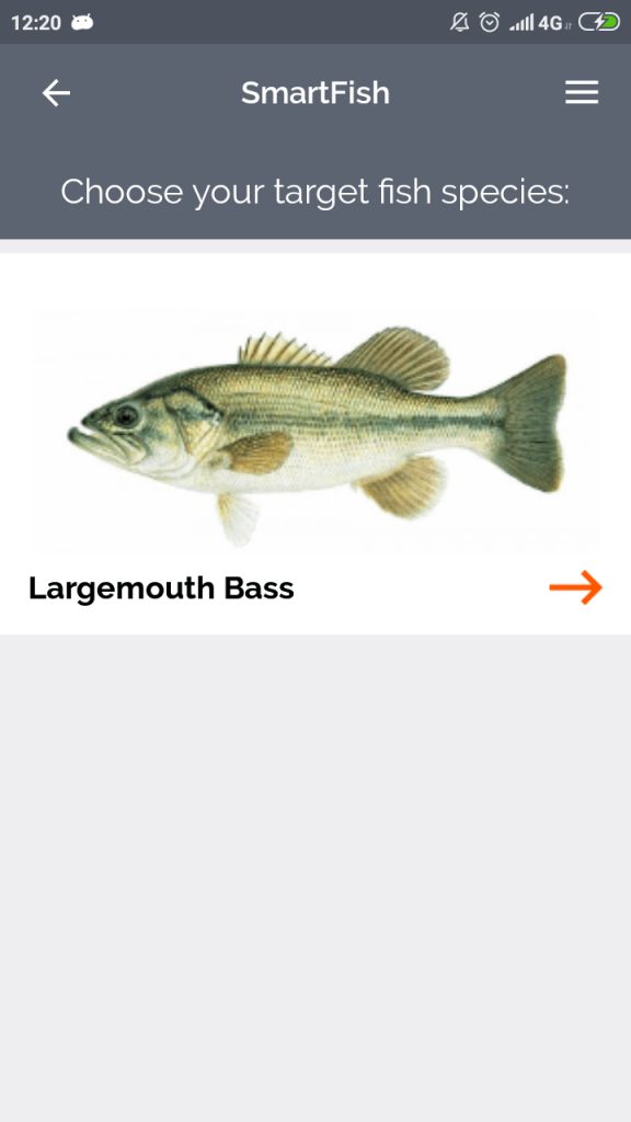 Fish species Selection Screen