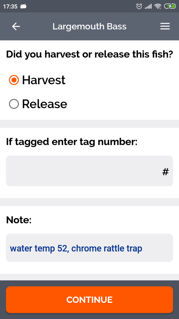 Harvest & Tag Screen